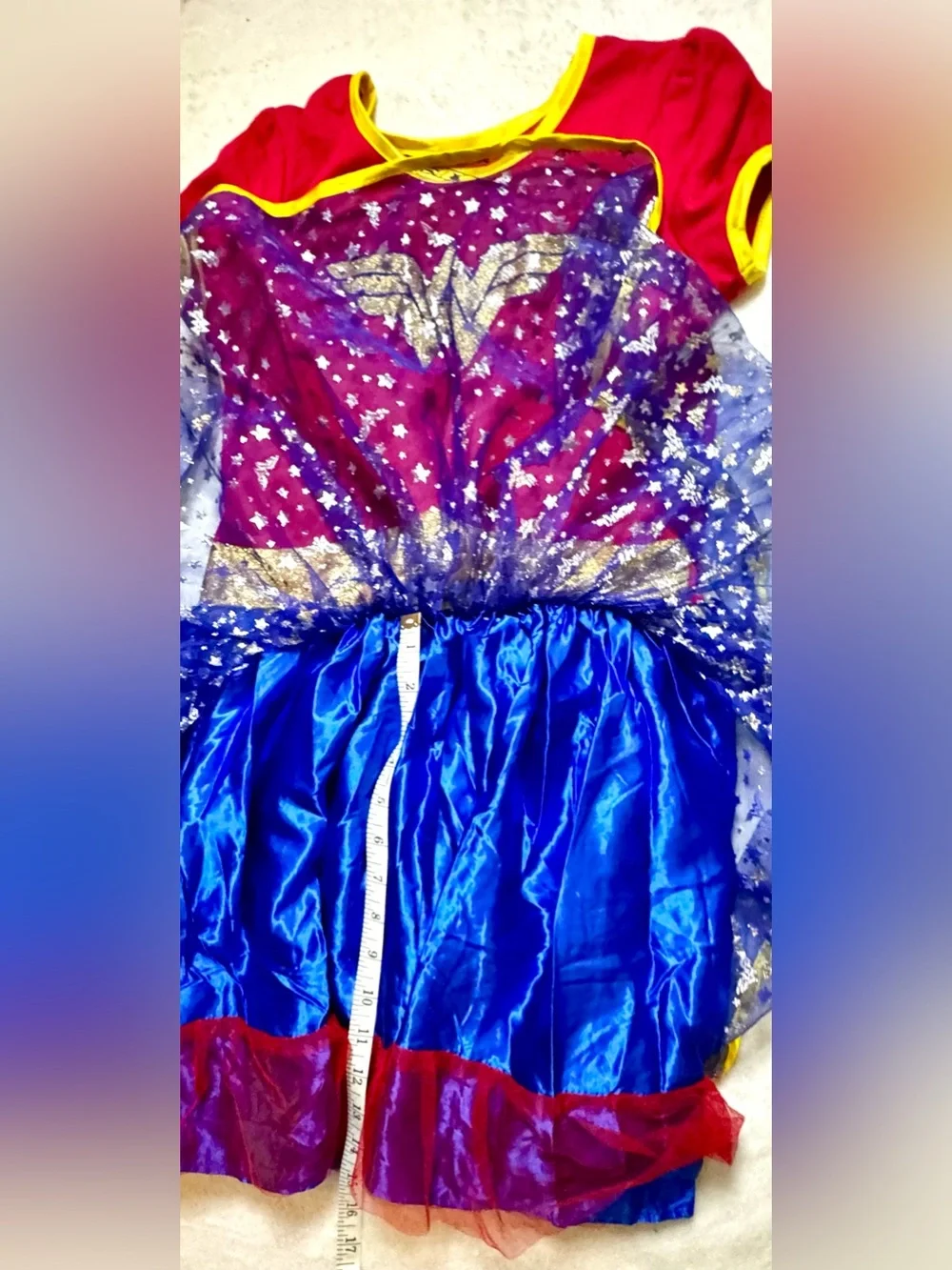 DC Girls Wonder Woman Dress Costume with Gold Accents size 10-12